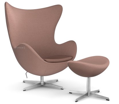Egg Chair, Christianshavn, Christianshavn 1131 - Orange/Red, Satin polished aluminium, With footstool