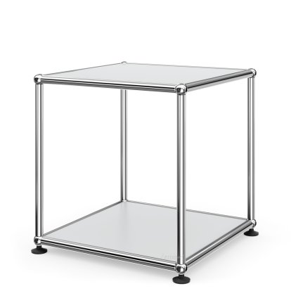 USM Haller Side Table 35, Both panels metal, USM matte silver