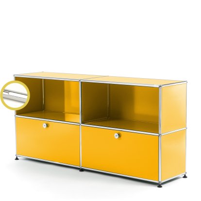 USM Haller E Sideboard L with Compartment Lighting, Golden yellow RAL 1004, Cool white
