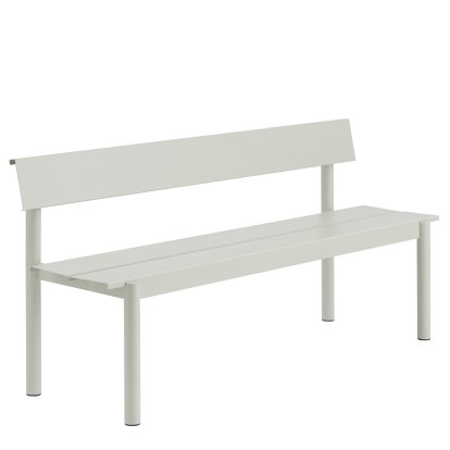 Linear steel bench with backrest, L 170 x W 50,9 cm, Grey