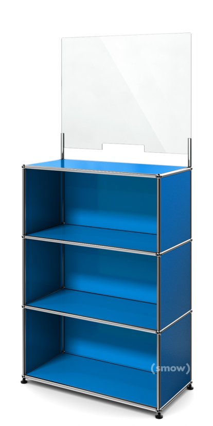 USM Haller Counter M with Security Screen, Gentian blue RAL 5010, With feet