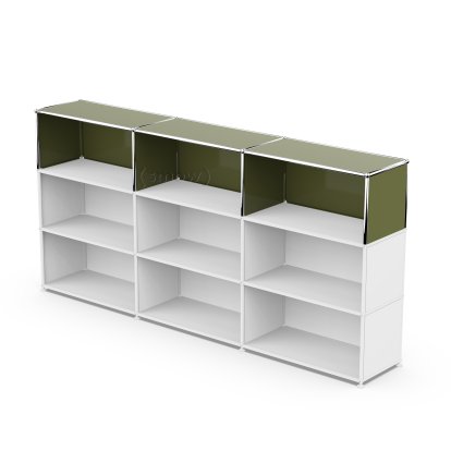 USM Haller Extension Kit Vertical 3, Olive green RAL 6003, 35 cm