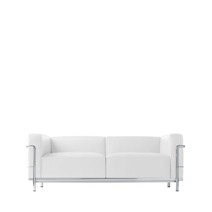 3 Fauteuil Grand Confort, grand modèle, deux places, Chrome-plated, Leather Scozia, White