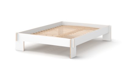Siebenschläfer, 140 x 200 cm, Without headboard, White, With rollable slatted base
