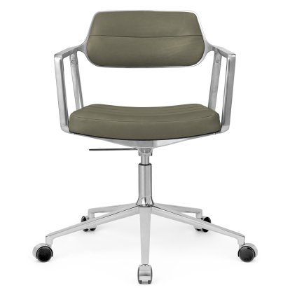 Swivel+ Chair, Polished, Wheeled based, Bosco green leather