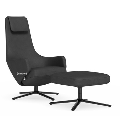 Repos Lounge Chair, Chair Repos & Ottoman, Fabric Dumet carbon/black, 45 cm, Basic dark