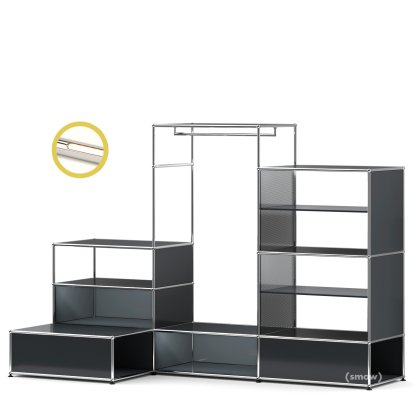 USM Haller E Clothes Rack XL with Lighting, Anthracite RAL 7016