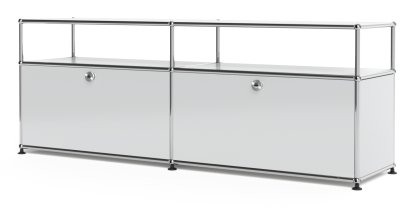 USM Haller Lowboard L with Extension, Customisable, Light grey RAL 7035, With 2 drop-down doors, Without cable entry hole