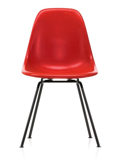 Eames Fiberglass Chair DSX, Eames classic red, Powder-coated basic dark smooth
