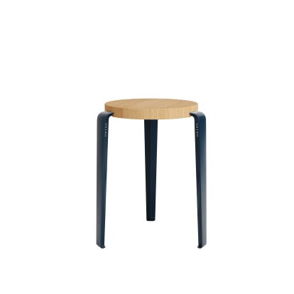 Lou Stool, Solid Wood, Solid oak, Mineral blue
