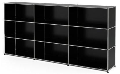 USM Haller Highboard XL, Customisable, Graphite black RAL 9011, Open, Open, Open