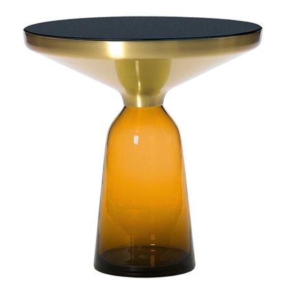 Bell Side Table, Brass with clear varnish, Amber orange