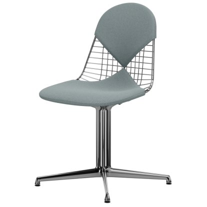 Wire Chair DKL, Aluminium polished, Seat and backrest cushion (Bikini), Ice blue / ivory