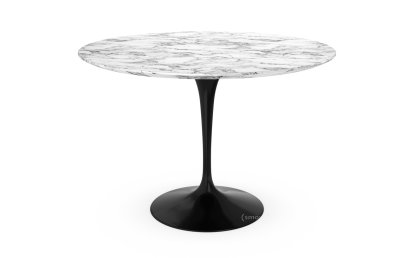 Saarinen Round Dining Table, 107 cm, Black, Arabescato marble (white with grey tones)
