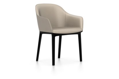 Softshell Chair with four-legged base, Basic dark, Leather (Standard), Sand, Felt pads for hard floor surfaces