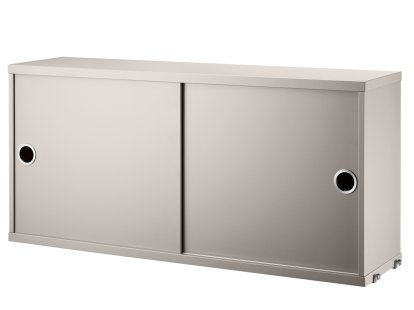 String System Cabinet With Sliding Doors, Beige lacquered, 20 cm