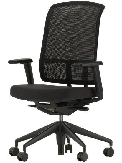 AM Chair, Black, Nero, With 2D armrests, Five-star base deep black, Soft castors for hard floor surfaces