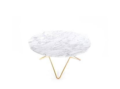 O Table, White Carrara, Brass