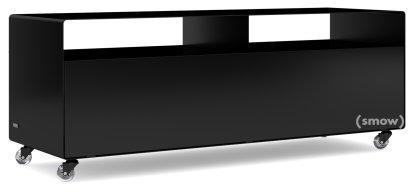 TV Lowboard R 109, Self-coloured, Deep black (RAL 9005), Transparent castors