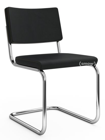 S 32 PV / S 64 PV Pure Materials Cantilever Chair, Nubuk Leather black, Without armrests