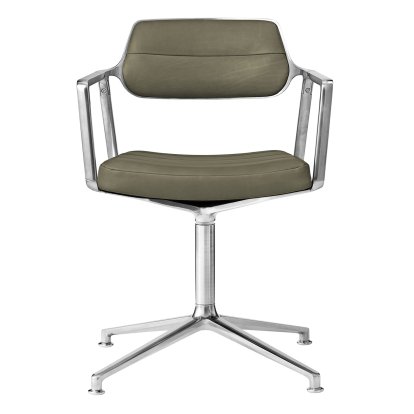 Swivel 453 Swivel Chair, Bosco green leather, Polished