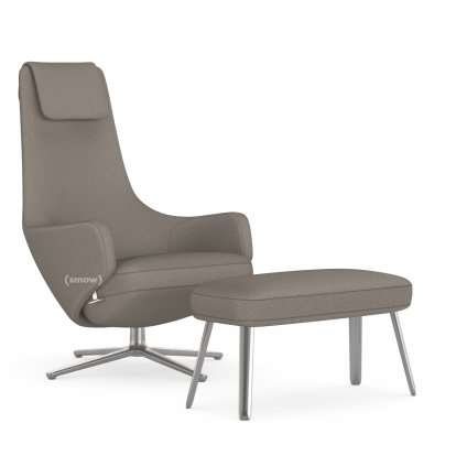 Repos Lounge Chair, Chair Repos & Panchina, Fabric Cosy 2 Fossile, 45 cm, Polished