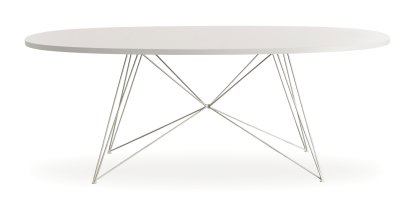 Tavolo XZ3 Oval, White MDF, White lacquered
