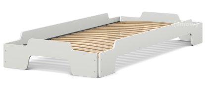 Rolf Heide Stacking Bed Comfort, 100 x 200, Light grey lacquered, Rollable