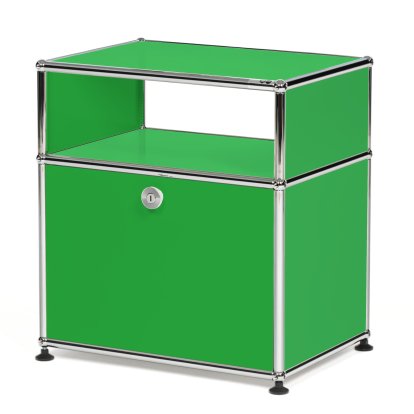 USM Haller bedside cabinet with hinged door and intermediate shelf, USM green