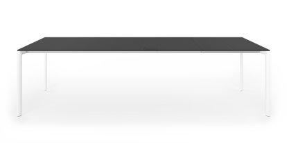 Maki Dining Table, L 209-283 x W 90 cm, Fenix black with black edge, Aluminium with white lacquer