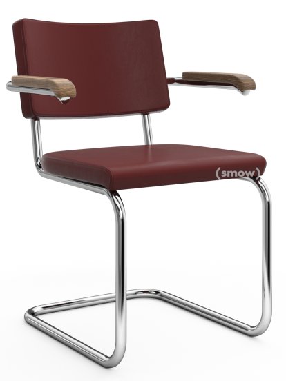 S 32 PV / S 64 PV Pure Materials Cantilever Chair, Nappa Leather bordeaux, Walnut