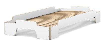 Stacking Bed Comfort, CPL white, Rollable