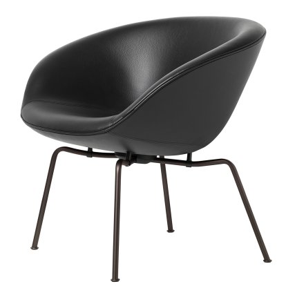 Pot Lounge Chair, Dark brown powdercoated, Leather Aura, Black