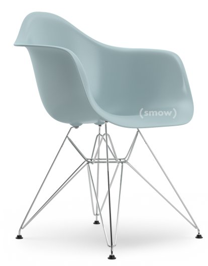 Eames Plastic Armchair RE DAR, Ice grey, Without upholstery, Without upholstery, Standard version - 43 cm, Chrome-plated