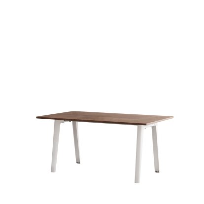 New Modern Dining Table Rectangular, Metal/Wood, 160 x 95 cm, Walnut finish, Cloudy white