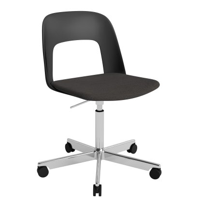 Layout 143 Swivel Chair With Padded Seat, Black / Mode 005, Polished aluminium