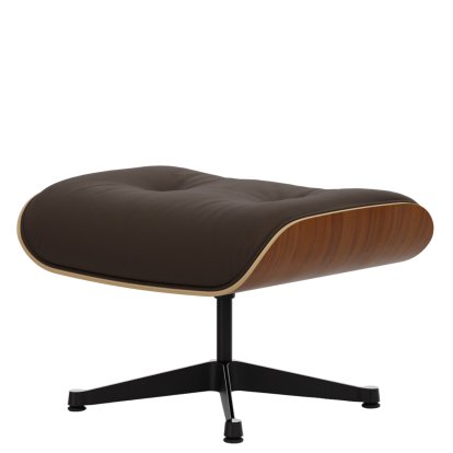 Lounge Chair Ottoman, Walnut, natural, Leather Premium F marron, Aluminium polished, sides black