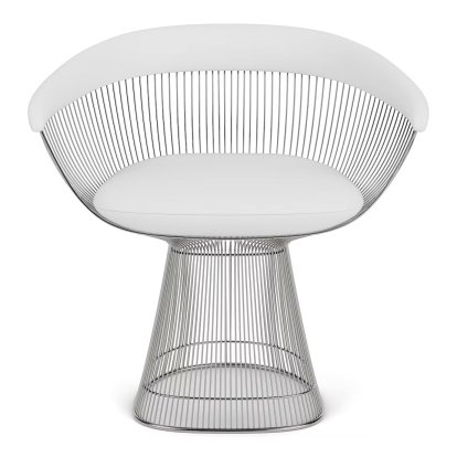 Platner Armchair, Leather Volo, White