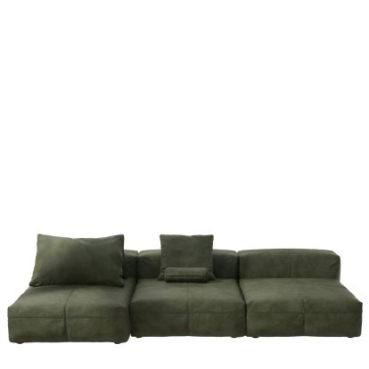 Vetsak Sofa Set 4, Leather - Olive, With cushions
