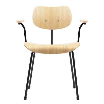 SE 68, Non-stackable, Without upholstery, Matt black powder-coated, With armrests, Oak, natural