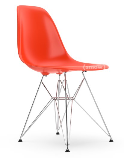 Eames Plastic Side Chair RE DSR, Red (poppy red), Without upholstery, Without upholstery, Standard version - 43 cm, Chrome-plated