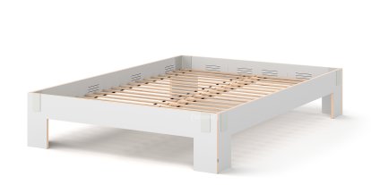 Tagedieb, 160 x 220 cm, Without headboard, FU (plywood, birch) white, Light grey, With rollable slatted base