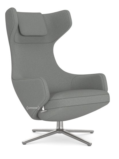 Grand Repos, Chair Grand Repos, Fabric Cosy 2 Pebble Grey, 41 cm, Polished