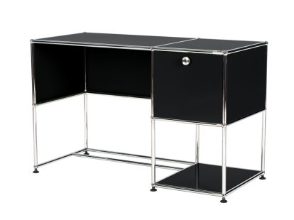 Details USM Haller USM Haller Home Office Desk USM Haller Home Office Desk, Graphite black RAL 9011, With cable entry hole