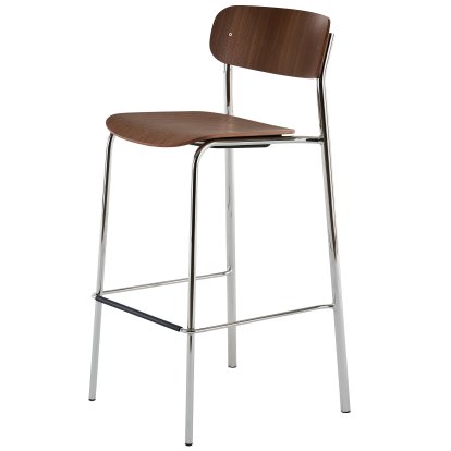 S 243 H Bar Stool, Chrome, Walnut clear lacquered