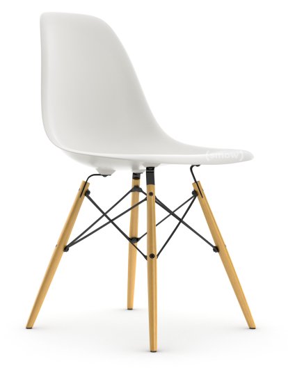 Eames Plastic Side Chair RE DSW, White non-RE, Without upholstery, Without upholstery, Standard version - 43 cm, Ash honey tone