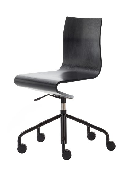 Work Chair Seesaw, Black, with gas spring, Without armrests, Black ash