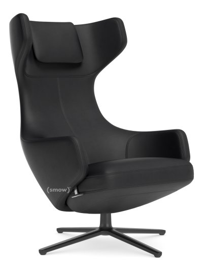 Grand Repos, Chair Grand Repos, Leather Premiun nero, 46 cm, Basic dark