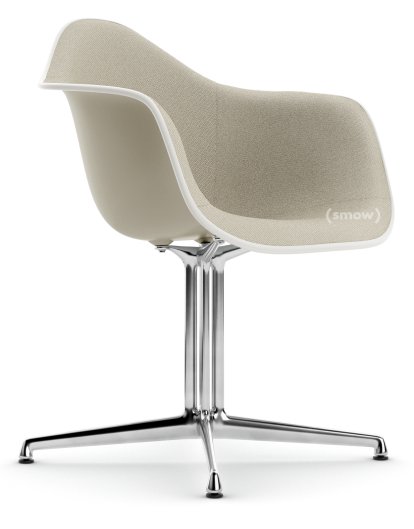 Eames Plastic Armchair RE DAL, Pebble, With full upholstery, Warm grey / ivory