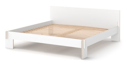 Siebenschläfer, 200 x 200 cm, With headboard, White, With rollable slatted base